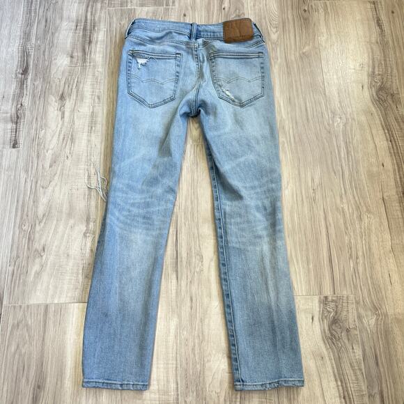 American Eagle Next Level Stretch Skinny Distressed Blue Jeans Size W28 L28 - Picture 2 of 12
